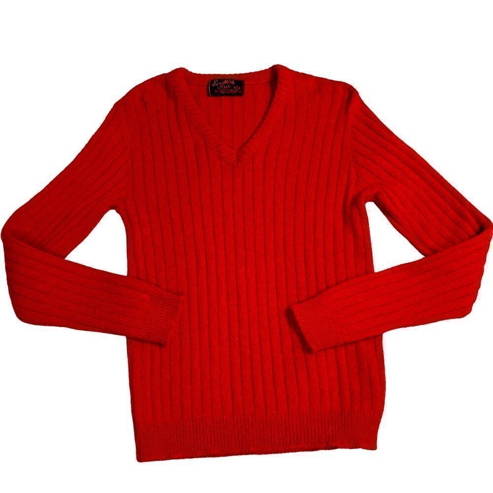 Bernette Scottish Isle Red Sweater Shetland Wool Blend
